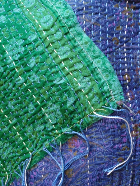 Recycled Silk Sari Kantha Embroidered Panels - Image 3