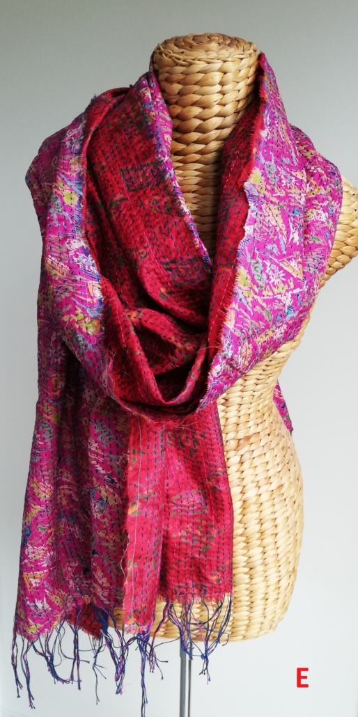 Recycled Silk Sari Kantha Embroidered Panels