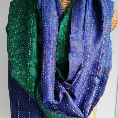 Recycled Silk Sari Kantha Embroidered Panels